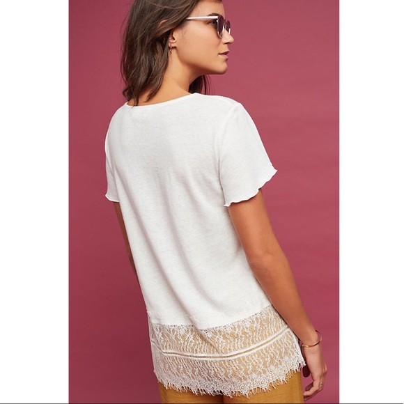 NWT White Linen & Lace Tee - Picture 2 of 5